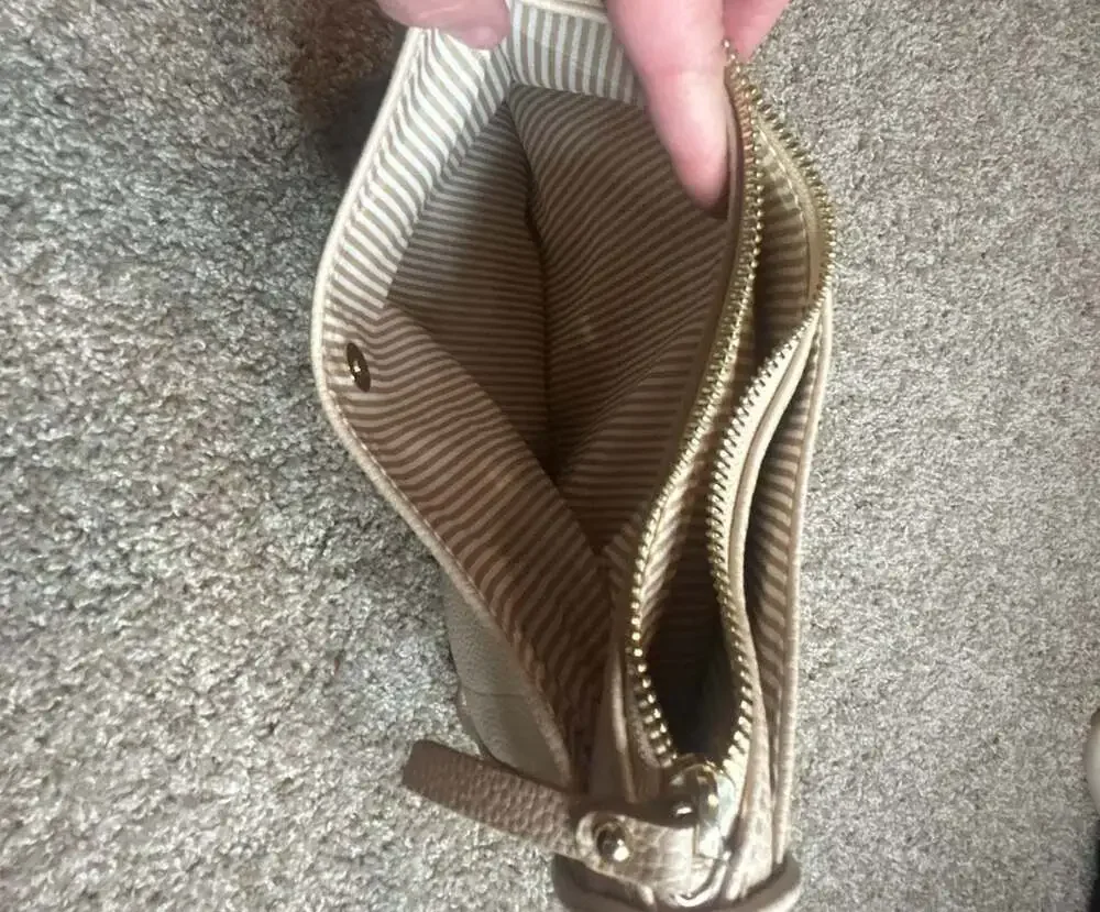 Nanette Lepore Beige Pebbled Faux Leather Crossbody Bag